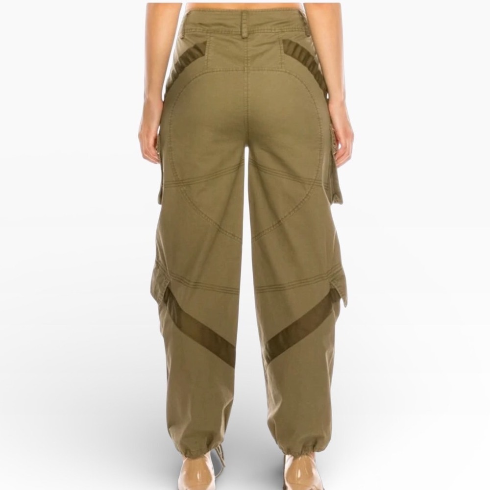Balkan Womens Olive Green Asymmetrical Button Fly Cargo Utility Pants Size‎ M - Picture 3 of 11
